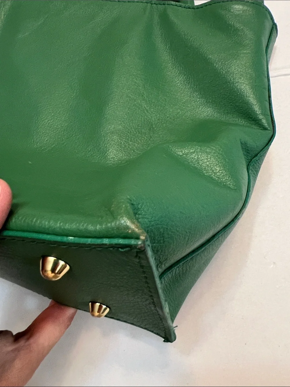 ANNA PAOLA EMERALD GREEN LEATHER BONNIE TOTE TOP HANDLE BAG GOLD HARDWARE - Picture 15 of 16